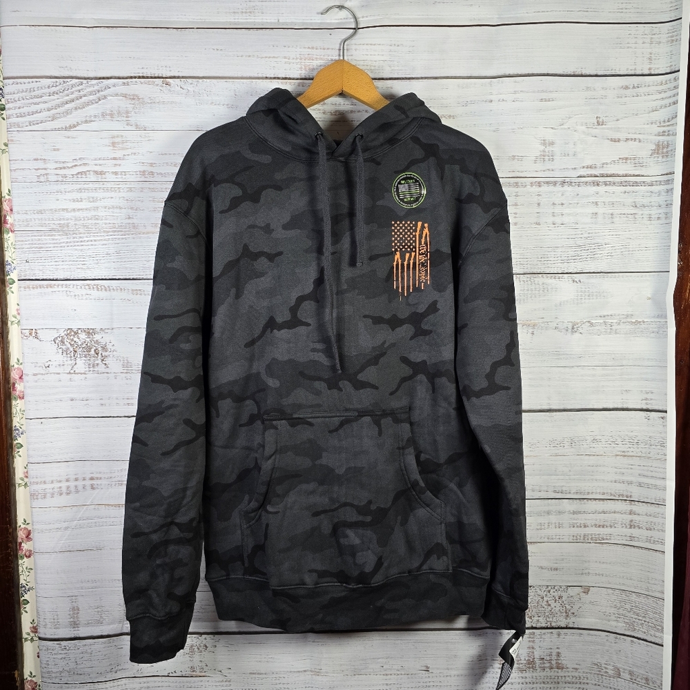 Howitzer Camo Hoodie Size M Black NWT‎  Tactical Graphic Pullover Streetwear